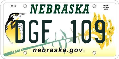 NE license plate DGF109