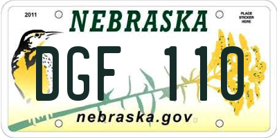 NE license plate DGF110