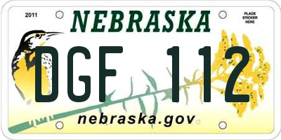 NE license plate DGF112