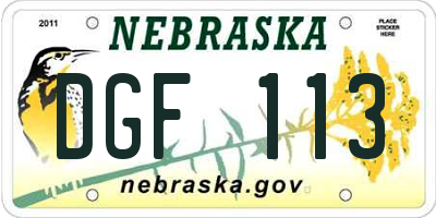 NE license plate DGF113