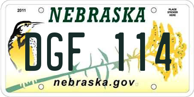 NE license plate DGF114