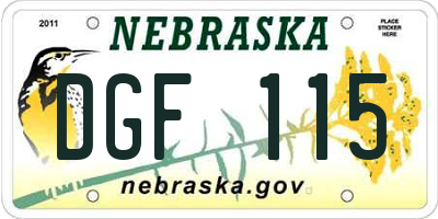 NE license plate DGF115