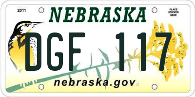 NE license plate DGF117