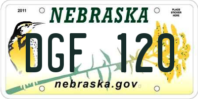NE license plate DGF120