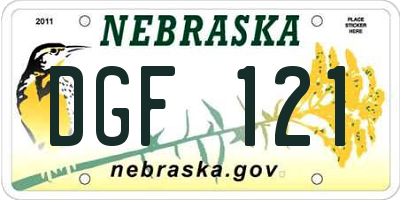 NE license plate DGF121