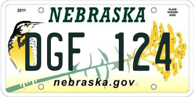NE license plate DGF124