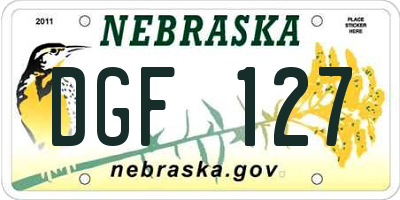 NE license plate DGF127