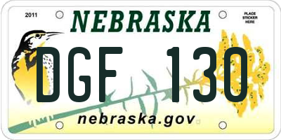 NE license plate DGF130