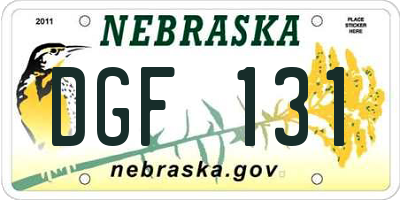 NE license plate DGF131