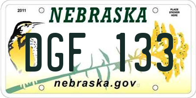 NE license plate DGF133