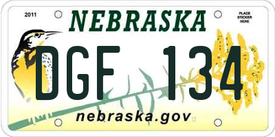NE license plate DGF134