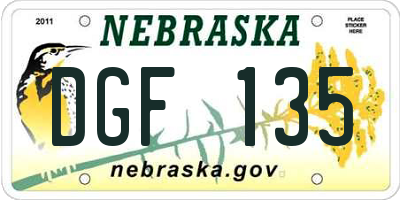 NE license plate DGF135