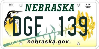 NE license plate DGF139