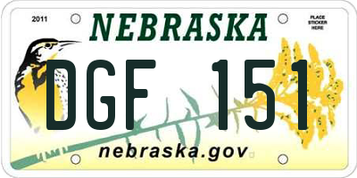 NE license plate DGF151
