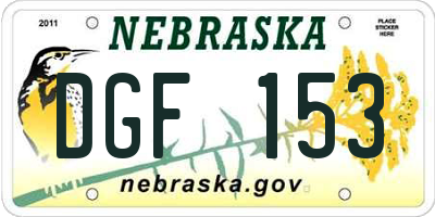 NE license plate DGF153