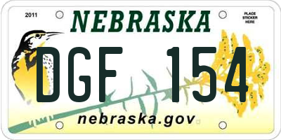 NE license plate DGF154