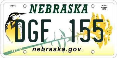 NE license plate DGF155