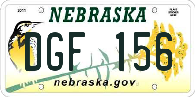 NE license plate DGF156