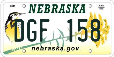 NE license plate DGF158