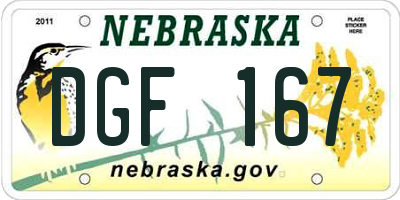 NE license plate DGF167