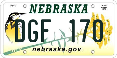 NE license plate DGF170