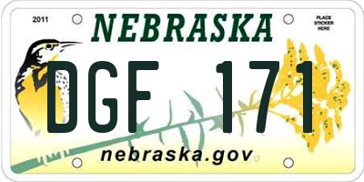 NE license plate DGF171
