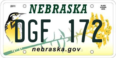 NE license plate DGF172