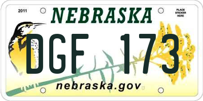 NE license plate DGF173