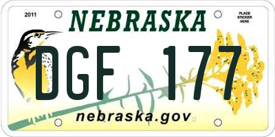 NE license plate DGF177
