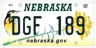 NE license plate DGF189