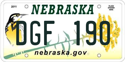NE license plate DGF190