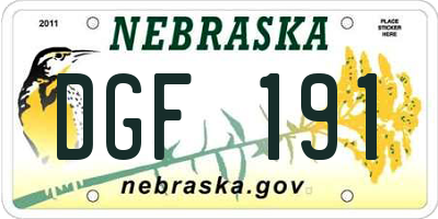 NE license plate DGF191