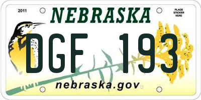 NE license plate DGF193