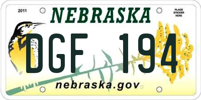 NE license plate DGF194