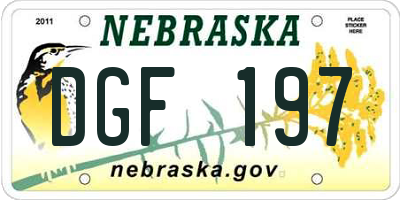 NE license plate DGF197