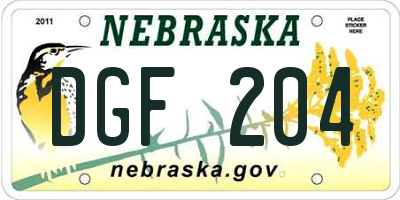 NE license plate DGF204
