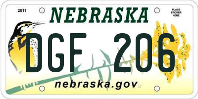 NE license plate DGF206