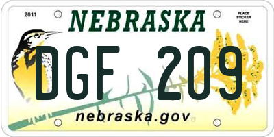 NE license plate DGF209