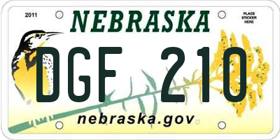 NE license plate DGF210