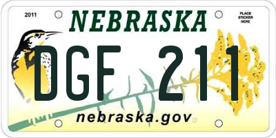 NE license plate DGF211