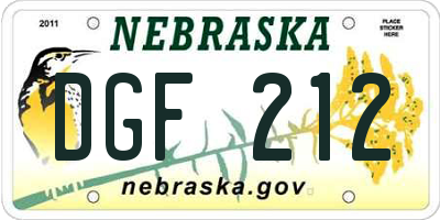 NE license plate DGF212