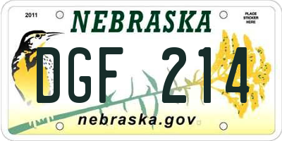 NE license plate DGF214