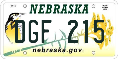 NE license plate DGF215