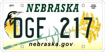 NE license plate DGF217