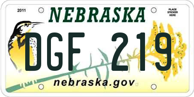 NE license plate DGF219