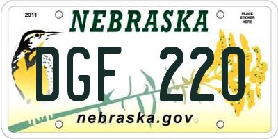 NE license plate DGF220