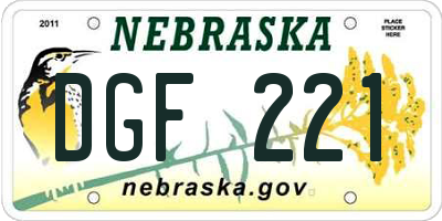 NE license plate DGF221
