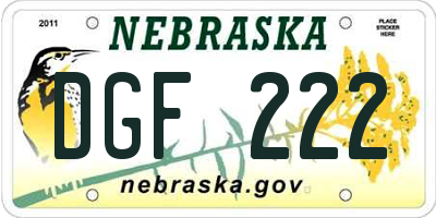 NE license plate DGF222