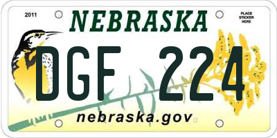 NE license plate DGF224