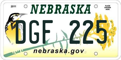 NE license plate DGF225